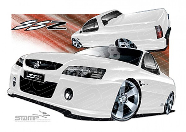 HOLDEN VZ SVZ UTE HERON WHITE A1 STRETCHED CANVAS (HC651B)