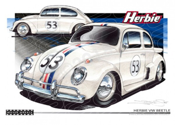 HERBIE VOLKSWAGEN BUG A1 STRETCHED CANVAS (M005)