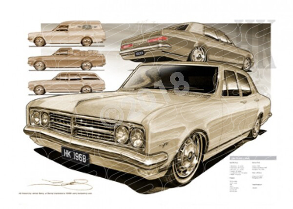 1968 HOLDEN HK COMPILATION SEPIA TONE A1 STRETCHED CANVAS (HL17)