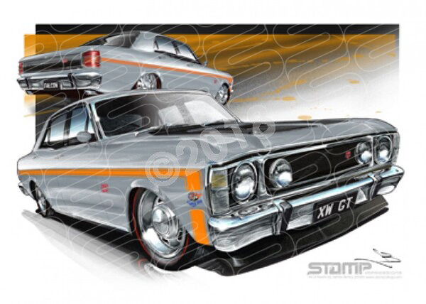 FORD XW GT FALCON SILVERFOX A1 STRETCHED CANVAS (FT069)