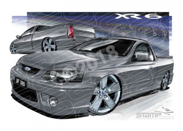FORD BF XR6 FALCON UTE MERCURY GREY A1 STRETCHED CANVAS (FT175)