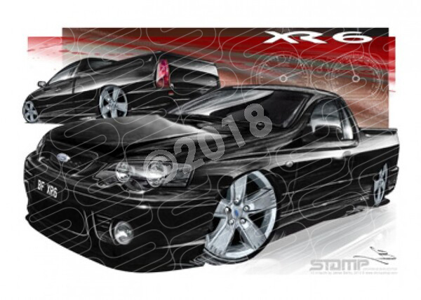 FORD BF XR6 FALCON UTE SILHOUETTE BLACK A1 STRETCHED CANVAS (FT177)