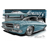 HOLDEN HQ LS MONARO CYAN METALLIC A1 STRETCHED CANVAS (HC238)