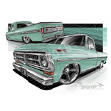 FORD 1970 F100 LIGHT GREEN A1 STRETCHED CANVAS (FT512)