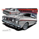 FORD XT GT FALCON SILVER RED STRIPE A1 STRETCHED CANVAS (FT067)